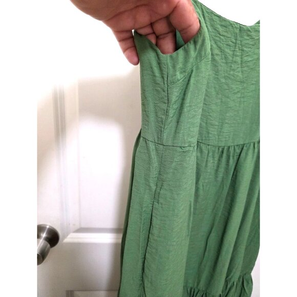 Abercrombie & Fitch Green Sleeveless Tiered Maxi Dress Adjustable Straps & Side - Picture 8 of 11